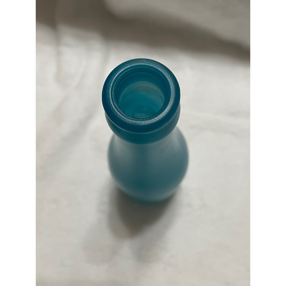 Teal Frosted Glass Bottle Decorative Bud Vase 6.3 FL OZ - Picture 3 of 7